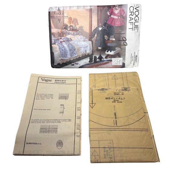 Vogue Craft Doll Sewing Pattern Victorian Clothes Pattern 8241 By Linda Carr Unc - Picture 2 of 5